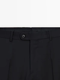 Plain wool suit trousers