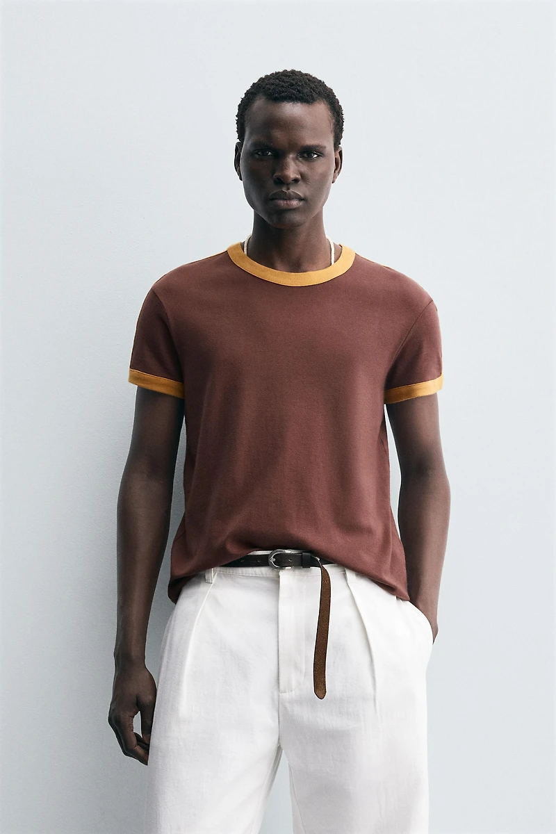CONTRAST STRIPE T-SHIRT