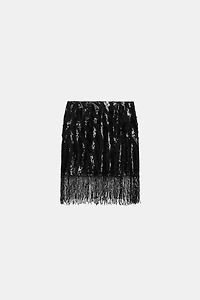 FRINGED SEQUIN SKIRT
