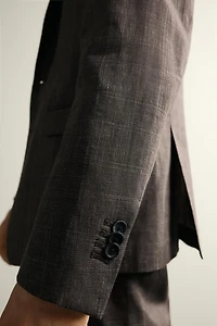 LINEN-WOOL CHECKERED SUIT JACKET