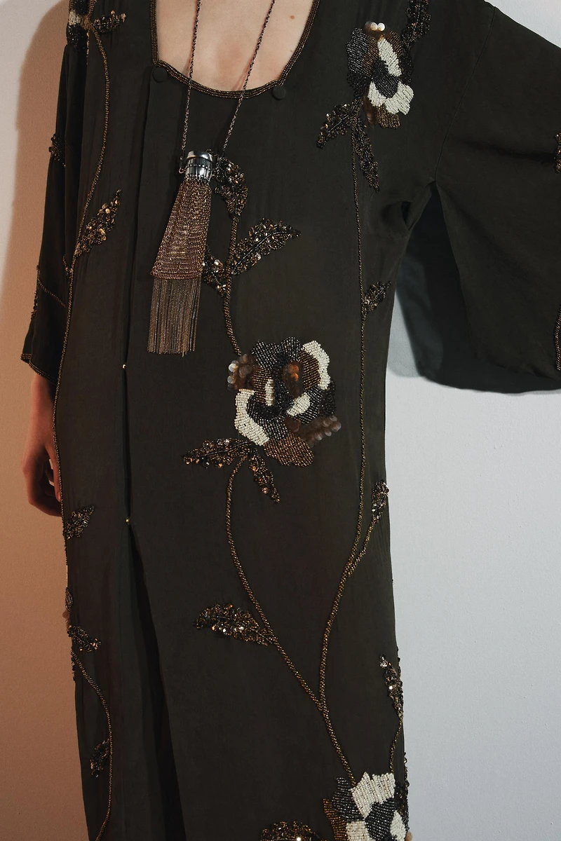 LIMITED EDITION JACQUARD EMBROIDERED DRESS WITH BEADING