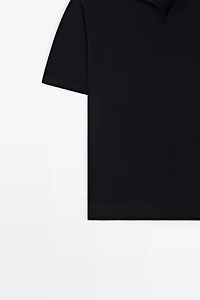 Polo en maille de laine mélangée à manches courtes