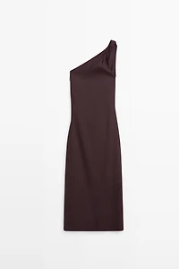 Asymmetric linen blend dress