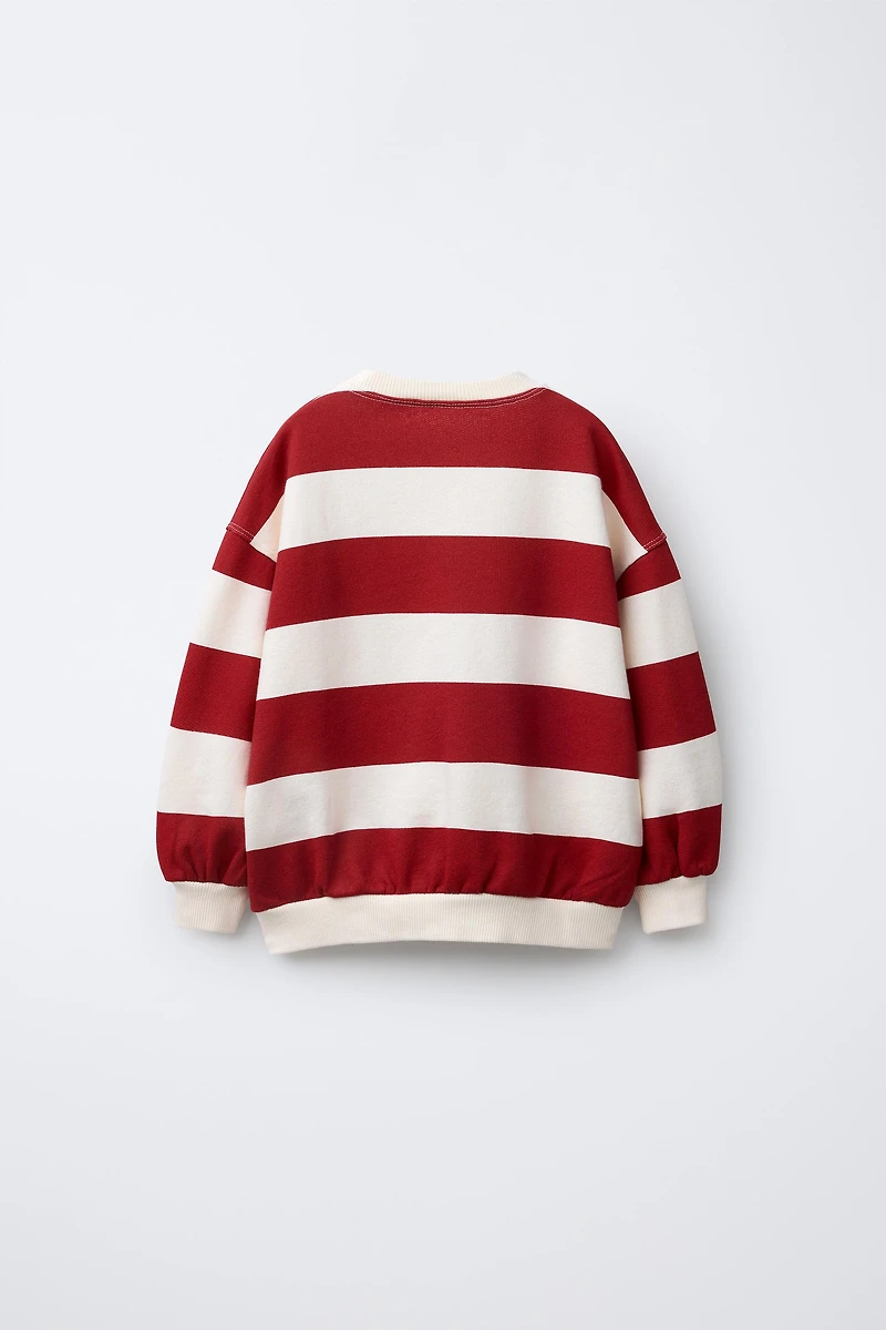 STRIPED EMBROIDERED SWEATSHIRT