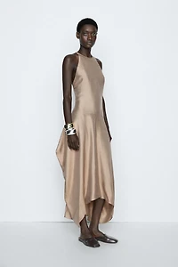 Satin halter flowing dress - STUDIO