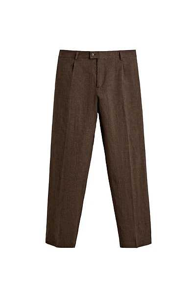 100% LINEN REGULAR FIT SUIT PANTS