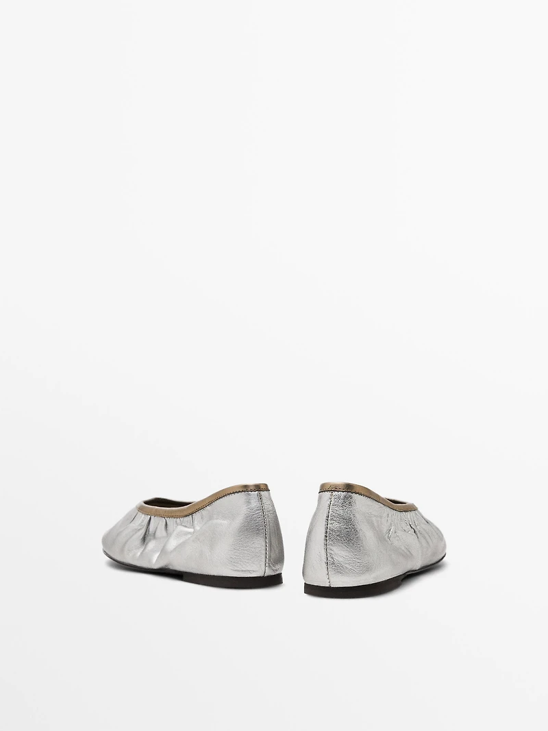 Ballerines métallisées froncées