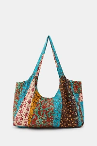 100% COTTON FLORAL PRINT MAXI BAG