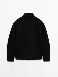 Suede leather zip-up jacket