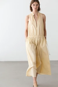 100% cotton midi dress with elasticated waist