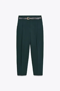 BELTED PLEATED PANTS
