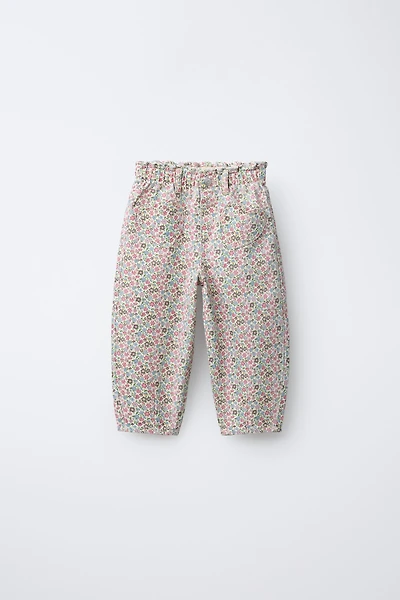 FLORAL BAGGY TWILL PANTS