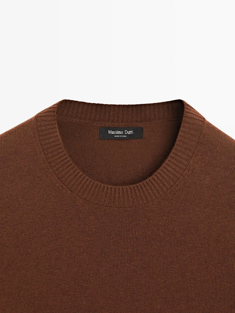 Pull col rond en maille de coton et laine