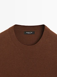 Pull col rond en maille de coton et laine