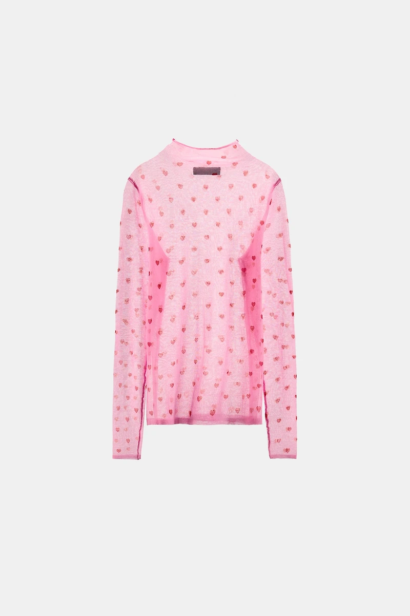 FINE KNIT HEART TOP