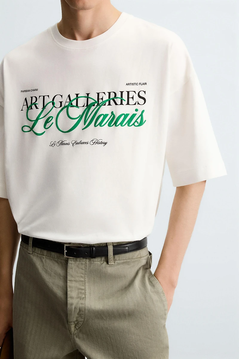 OVERSIZED PRINTED TEXT T-SHIRT