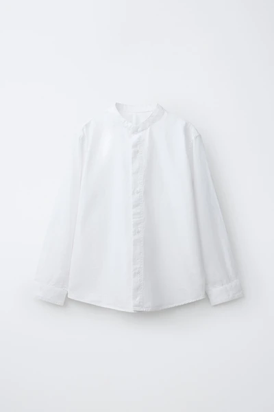 TEXTURED MANDARIN COLLAR SHIRT