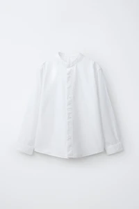 TEXTURED MANDARIN COLLAR SHIRT