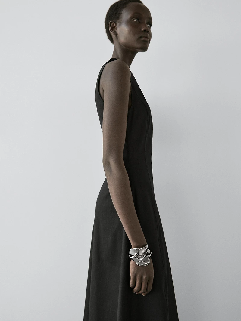 Long flowing linen blend dress