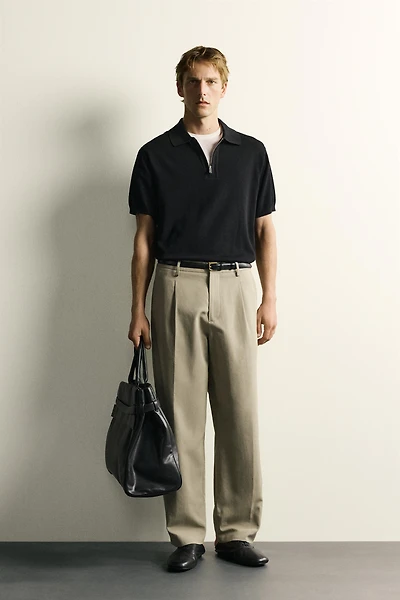 KNIT QUARTER-ZIP POLO SHIRT