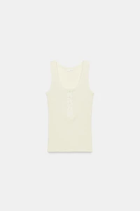 LINEN BLEND BUTTON-FRONT T-SHIRT