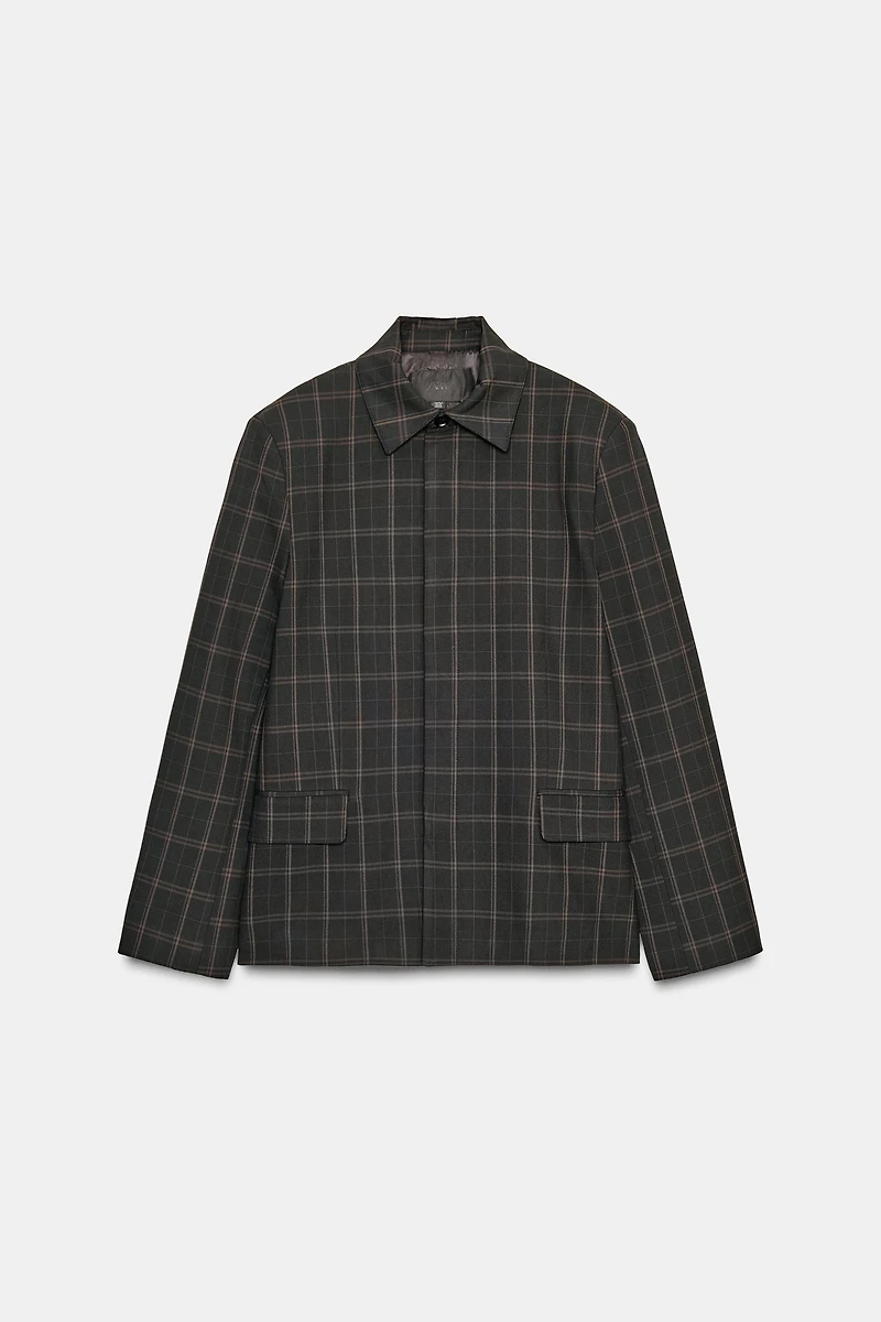 VESTE À CARREAUX AVEC ÉPAULETTES