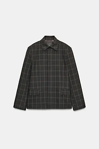 VESTE À CARREAUX AVEC ÉPAULETTES