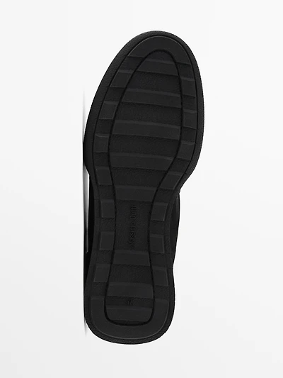 Split leather trainers with contrast soles