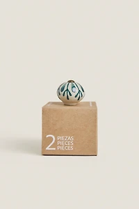 SET OF CERAMIC FLOWER KNOBS (SET OF 2