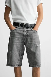 RIPPED BAGGY FIT DENIM SHORTS