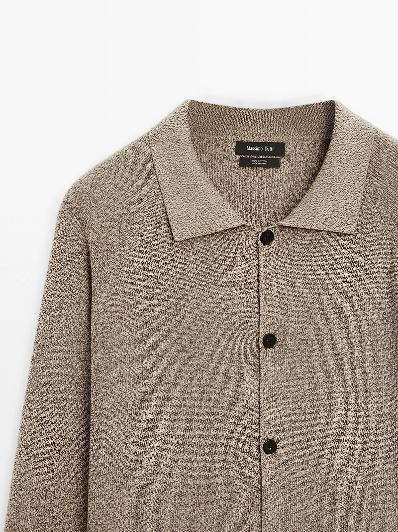 100% cotton mouliné knit cardigan