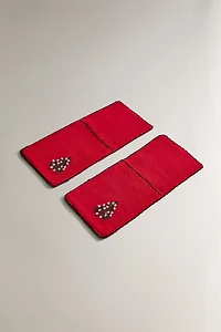 SET OF EMBROIDERED CHRISTMAS FLATWARE TRAYS (SET OF 2)