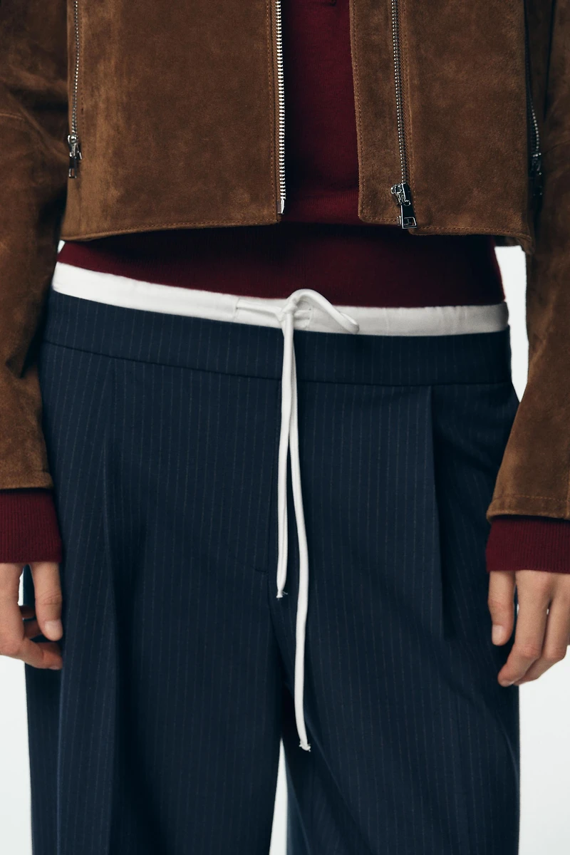 PANTALON LARGE À DOUBLE TAILLE