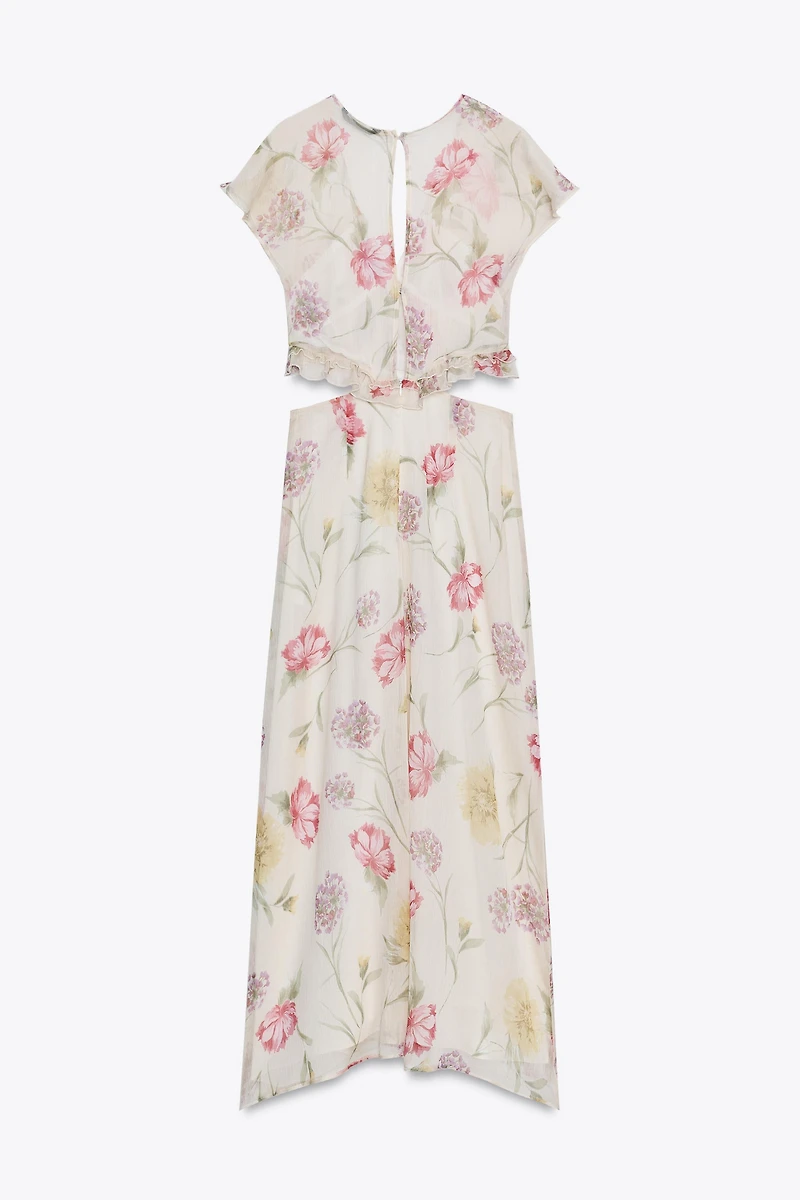 FLORAL PRINT CUT OUT MIDI DRESS
