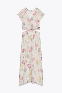 FLORAL PRINT CUT OUT MIDI DRESS