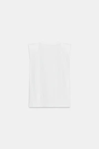 SLEEVELESS SHOULDER PAD T-SHIRT