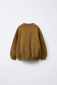 PLAIN MOCK NECK SWEATSHIRT