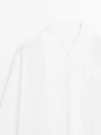 Linen blend shirt with thin pintucks