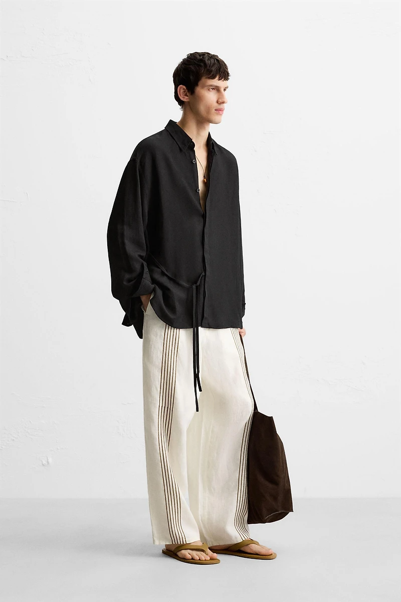CHEMISE VISCOE - LIN À LACETS