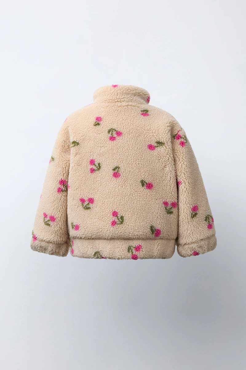 FAUX SHEARLING CHERRY JACKET