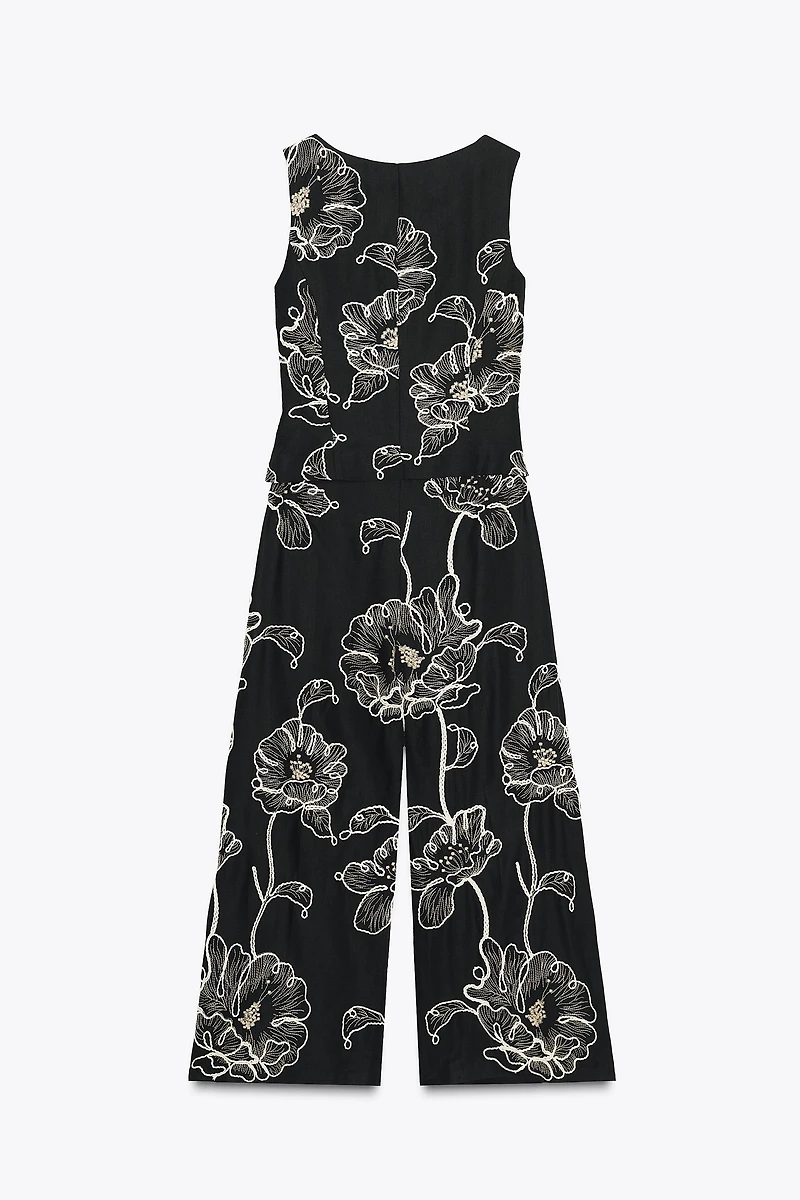 COMBINAISON BRODERIES FLEURS