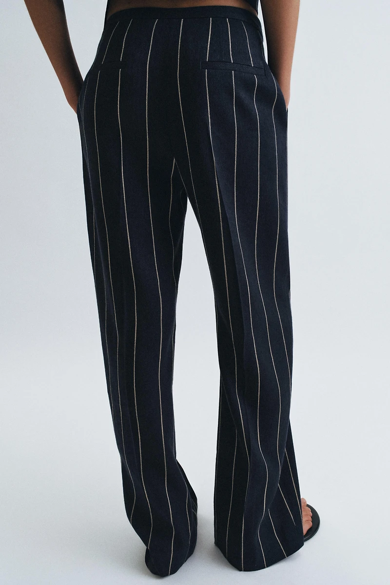 PANTALON À RAYURES EN LIN ZW COLLECTION