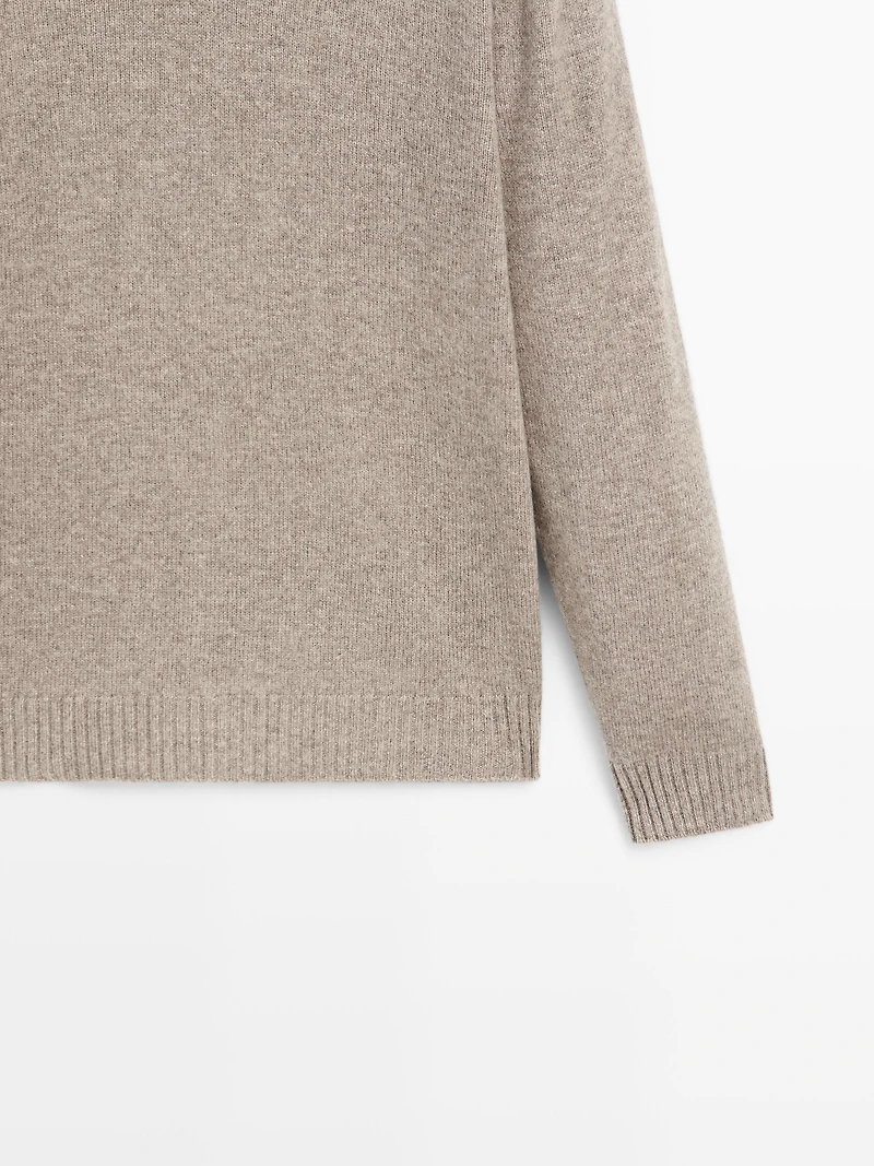 Pull polo à col en V laine mélangée