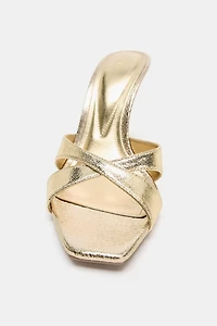 LAMINATED SLINGBACK HEEL SANDALS