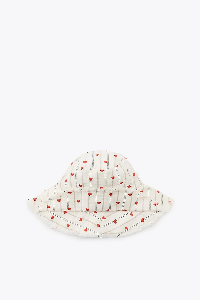 Zara STRIPED HEART EMBROIDERED BUCKET HAT | Place Rosemère display picture 2