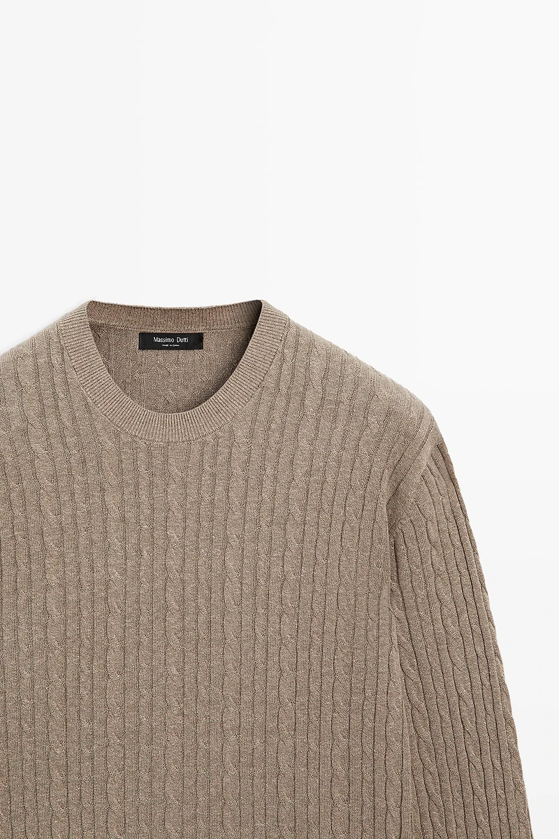 Cotton blend cable-knit sweater