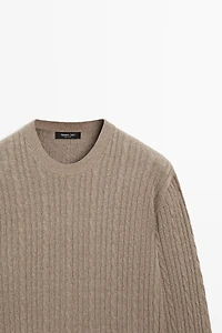 Cotton blend cable-knit sweater