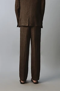100% LINEN REGULAR FIT SUIT PANTS