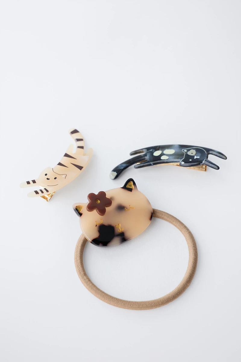 HAIR TIE AND KITTEN CLIP PACK