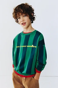 STRIPED TEXT SWEATSHIRT